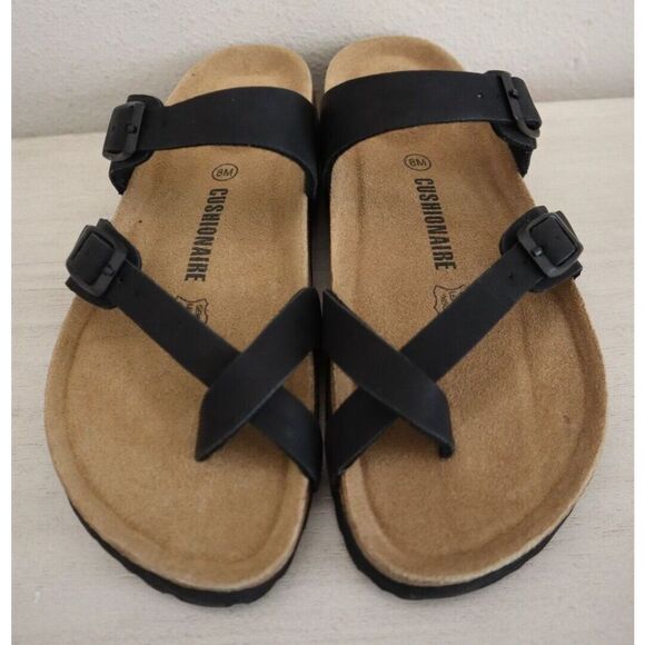Cushionaire 779601 Women's Sz 8M Black Luna Cork Footbed Sandals SIB - Picture 8 of 13